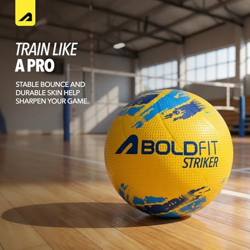 Image of Boldfit Volleyball Standard Size for Men and Women Sports Volley Ball with Free Pin Strong Grip Vollyball Original Brand Volleyball for Boys Super Volly Ball - Striker Yellow