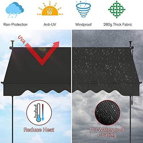 Toldo retráctil manual impermeable y telescópico con manivela protectora de sol 6