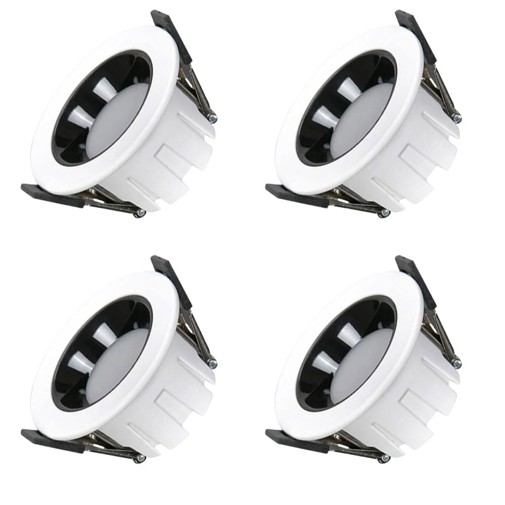 4 Sztuki Ultracienkich Wpuszczanych Lamp Sufitowych Led Z Możliwością Wyboru Koloru Czarnego I Białego, Ściemnianymi Diodami Led W 3 Barwach, Listwą Maskującą, Lampkami Led W Puszkach, W Kolorze Czar