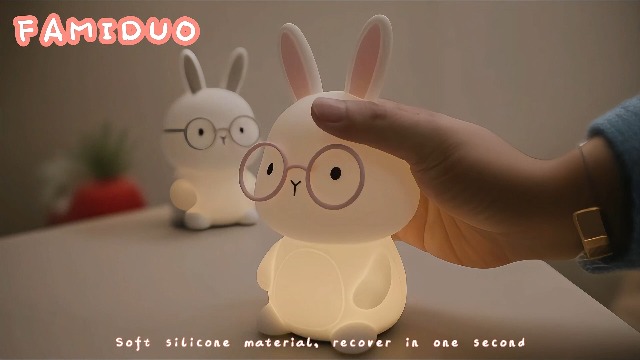 Image of FAMIDUO Bunny Night Light for Nursery, Safe Silicone Touch Lamp with Timer | 7-color Changing Rechargeable RGB LED lamp, 3-level Dimmable 30-min Auto-off.Easter Gifts for Kids,Bbay Bedroom Decor
