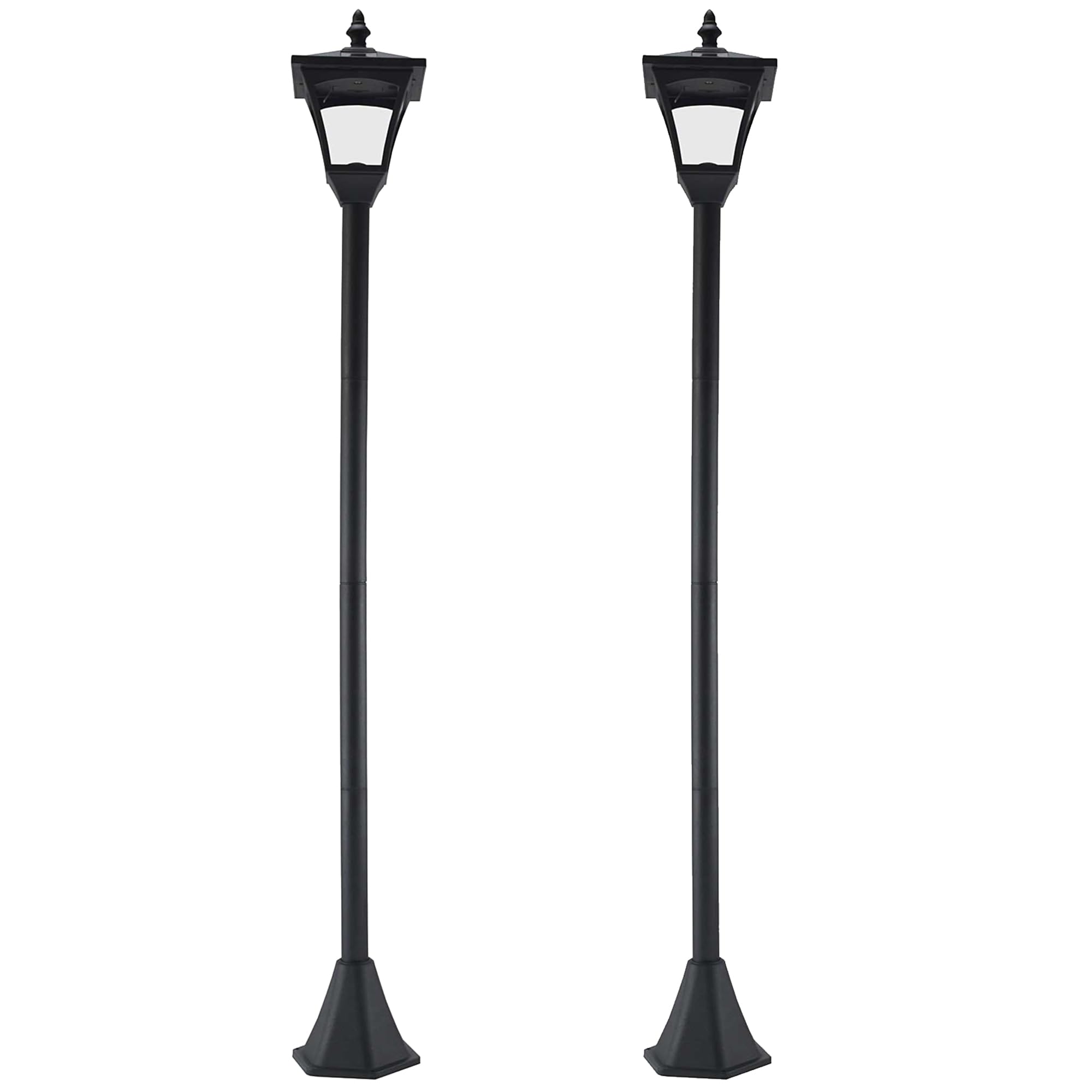 Outsunny Set of 2 Solar Garden Post Lights Outdoor Lamp Sensor Dimmable LED Lantern Bollard Pathway 1.2M Tall – Black