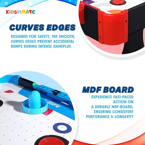 Image of Kidsmate Air Hockey Game for Kids | Electric Powered Tabletop Board Game with 2 Strikers & 4 Pucks | 72.5 CM Large Size Ice Hockey Indoor Sports Family Game for Kids & Adults - Multicolor