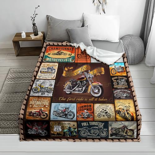 Couverture de moto plaid duveteux chaud pour lit et canapé