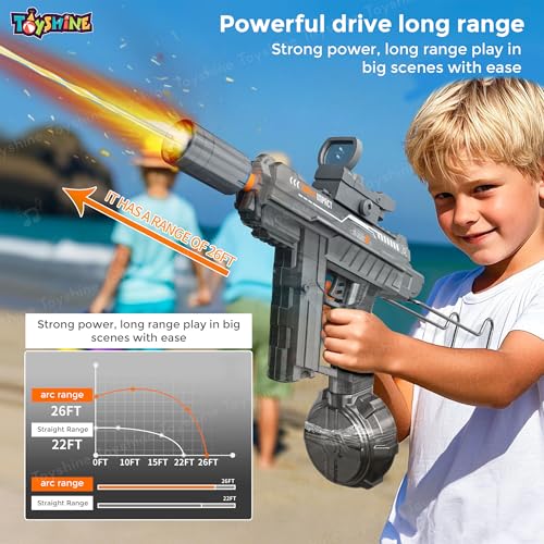 Image of Toyshine Rechargeable Automatic Transparent Electric Water Squirt Gun with LED Light & Type-C Charging | Long Range Continuous Spray Outdoor Water Play Toy for4+ Kids - Black