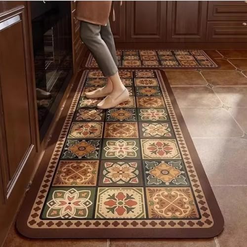 Image of Gvnd 2 Pcs Anti-Fatigue Kitchen Mat Set | Extra Soft Cushioned Waterproof Kitchen Runner for Floor | Oil-Resistant Anti-Skid Floor Mat for Home & Office | Ergonomic Arch Support (Floral Design)