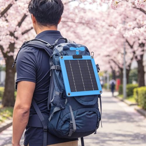 Panel solar para equipo de viaje con pequeño ventilador USB 8