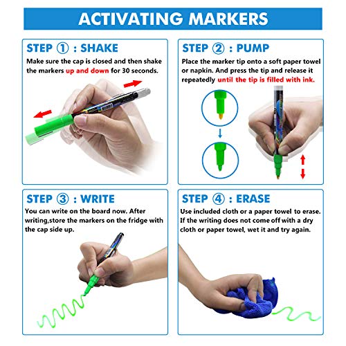 Cuhioy Magnetic Black Dry Erase Board For Fridge 17X11'', Small Whiteboard Kitchen Refrigerator Magnet Black White Board For Grocery List And To Do List，3 Liquid Chalkboard Marker Pens And 1 Eraser #TOP6