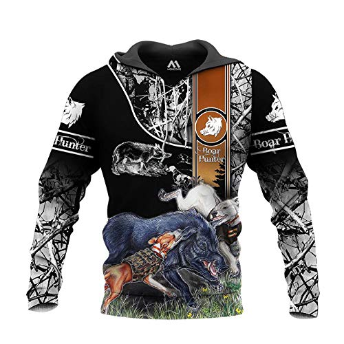 Keepmore Chaqueta con Capucha de Cazador de jabalíes para Hombre Sudaderas con Capucha con gráfico 3D de Bosque de Camuflaje Cover