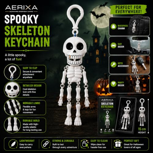 Image of Skeleton Keychain with Movable Limbs | Cute skeleton with flexible arms & legs for fun movement.