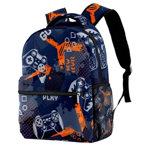 Sac à dos d'école robuste contre le mal de dos avec motif manettes de jeu ado