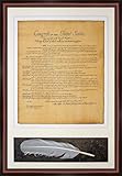 The Bill of Rights Replica of Historical Document Genuine Parchment and Quill Custom Made Real Wood Dark Mahogany with Black Trim Frame (18 1/4 x 25 3/4')