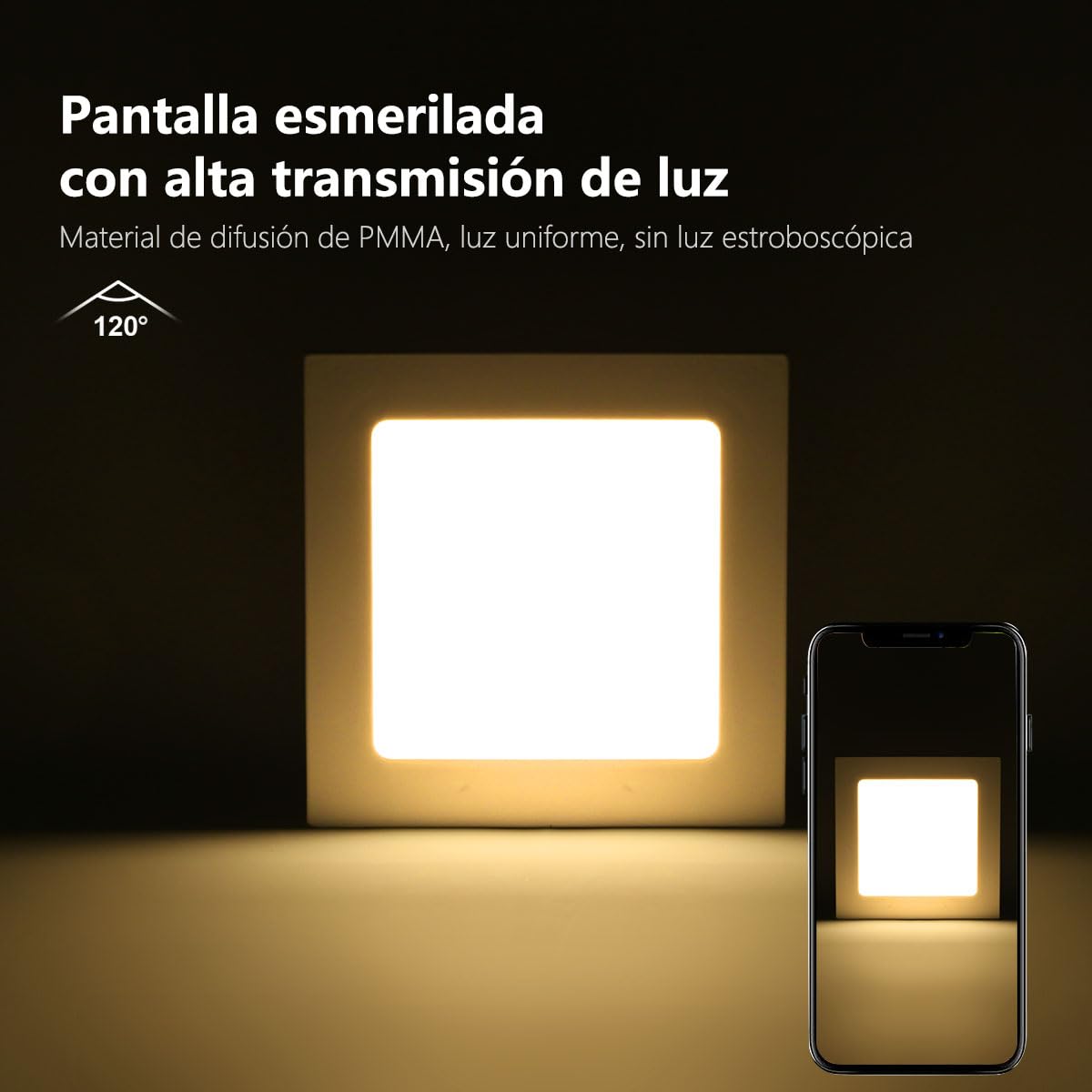 5er 9W Panel LED Lámpara de techo cuadrada blanca Foco empotrable regulable, extremadamente plano, 220V 720Lumen (3000k, panel cuadrado de 9w)