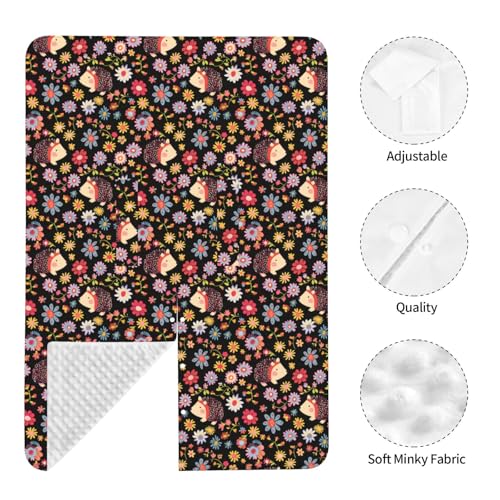 Image of Flowers and Cute Hedgehogs Baby Car Seat Canopy Nursing Cover for Newborn Car Seat Breastfeeding Covers Blanket Newborn Shower Gift