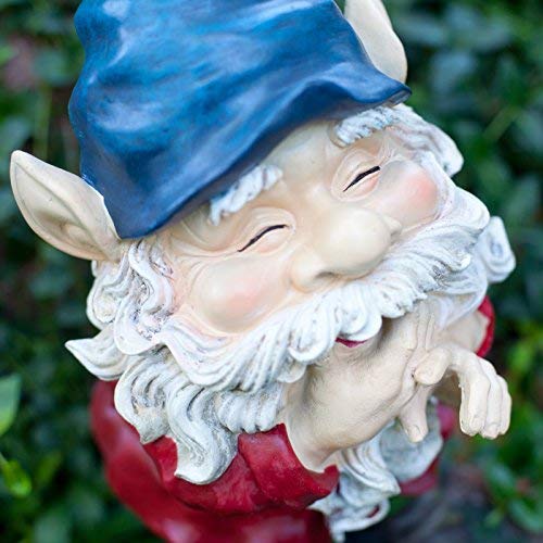 Alpine Corporation 15" Tall Outdoor Garden Gnome Smiling Yard Statue Decoration, Multicolor - Image 4