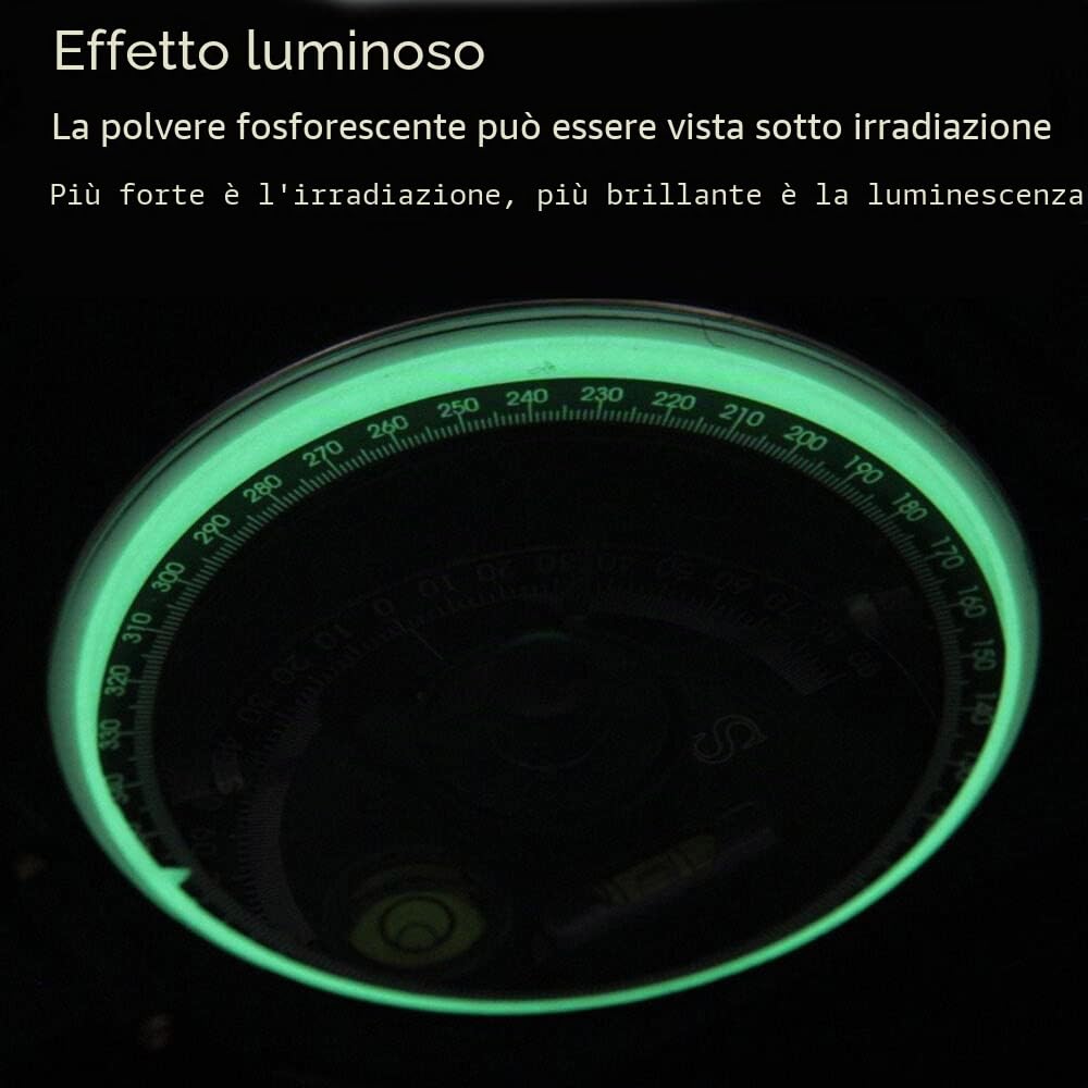 Bussola Militare Geologica, Portatile Bussola, Fluorescente, Impermeabile e Shakeproof per l'esplorazione Geologica, Caccia, Escursionismo con Astuccio e Cinturino