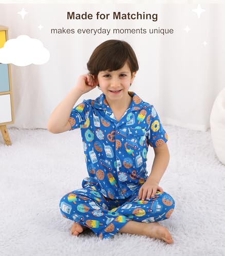 Image of Toddler Boys Girls Clothes Set Viscose from Bamboo Home Outfit Button Down Top Clothing Sets Soft with Pockets 2-5T