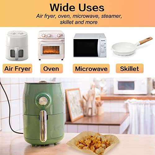 YQL Parchment Paper for Air Fryer, 9 inches Air Fryer Liners Square, 100pcs Air Fryer Liners Disposable Non Stick Air Fryer Sheets Compatible with Tower, COSORI,Ninja, Philips Air Fryer