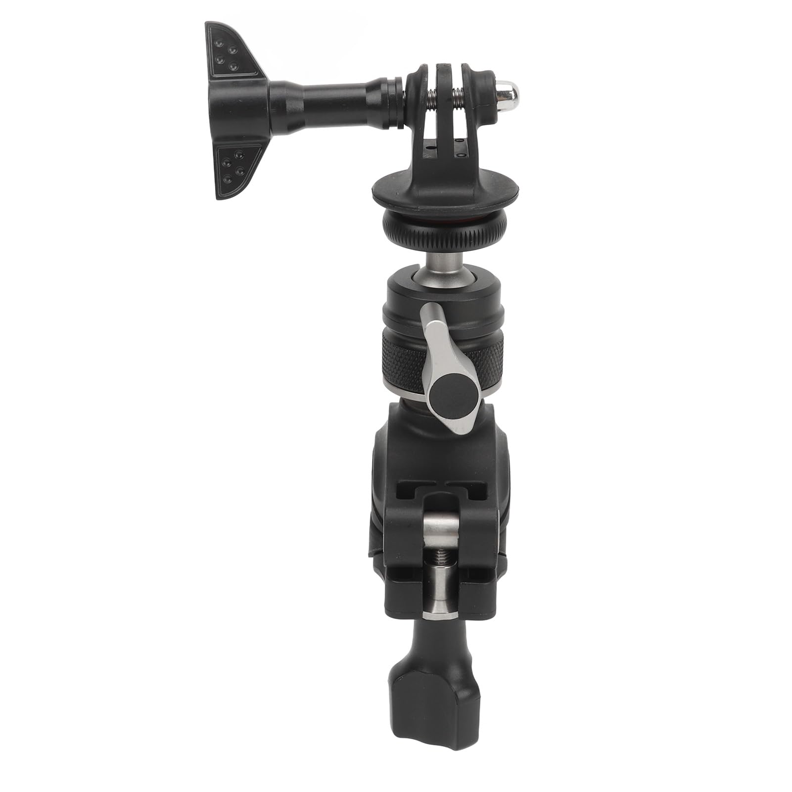 Abrazadera de Montaje para Cámara de Motocicleta, Rotación de 360°, Antivibración con Adaptador de 1/4 de Pulgada, Lente Estabilizadora, Arandelas Extraíbles, Bloqueo de Tornillo