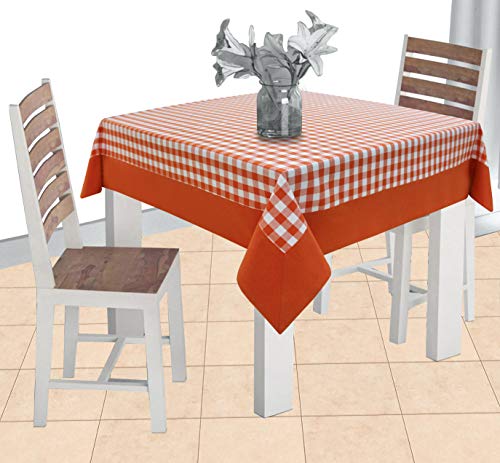 Image of AIRWILL Cotton Checkered Pattern 2 Seater Table Cloth Pack of 1 pc (Orange)