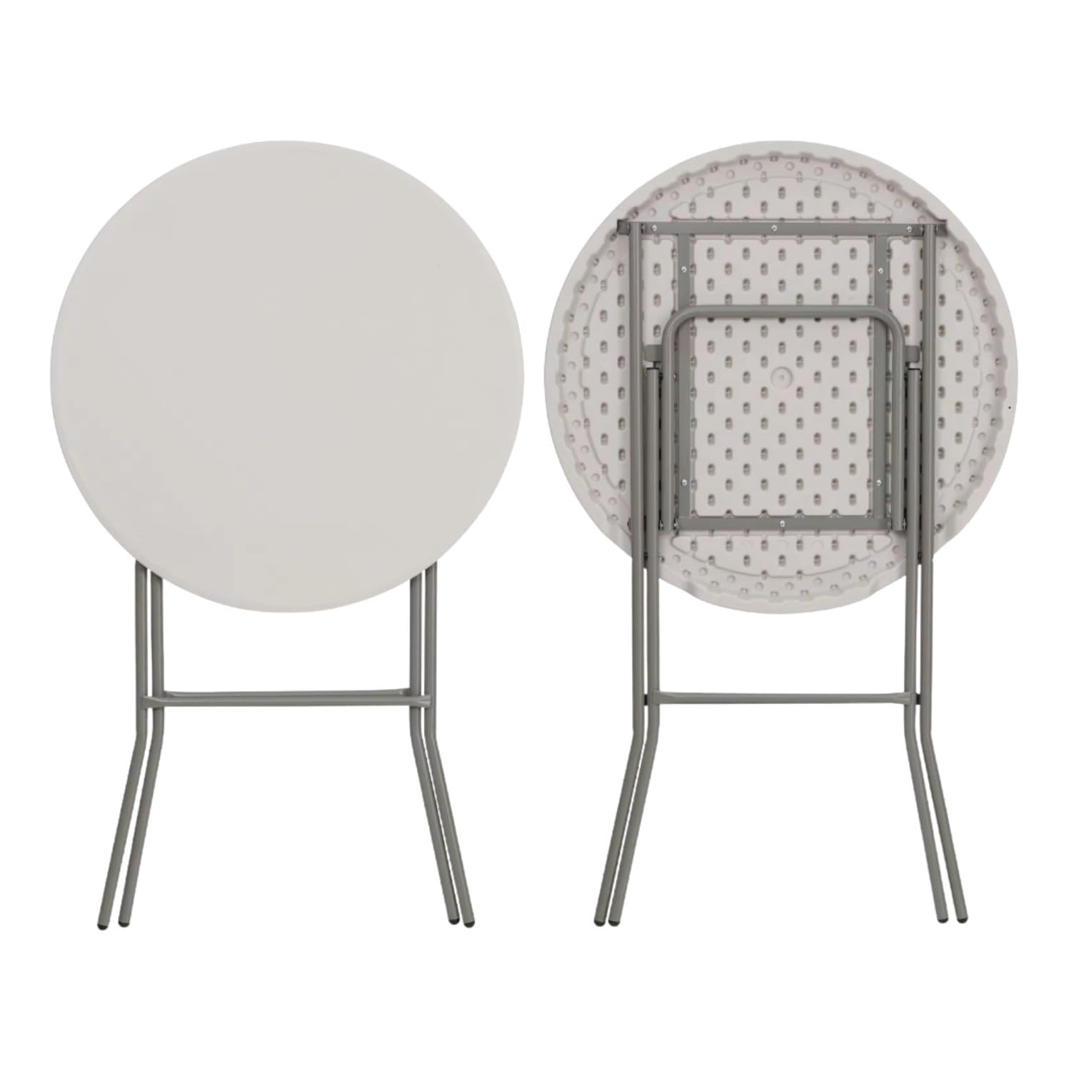 7H SEVEN HOUSE Set 2 Mesas Plegables Redondas Altas y 2 Fundas Protectoras 80x110cm Catering 7house