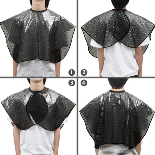 YELEGAI Waterproof unisex-adult Hair Dye Cape,Short Comb-Out Capes for Hair Stylist,Makeup Apron for Hair Color, (2, Black) - Thumbnail 6