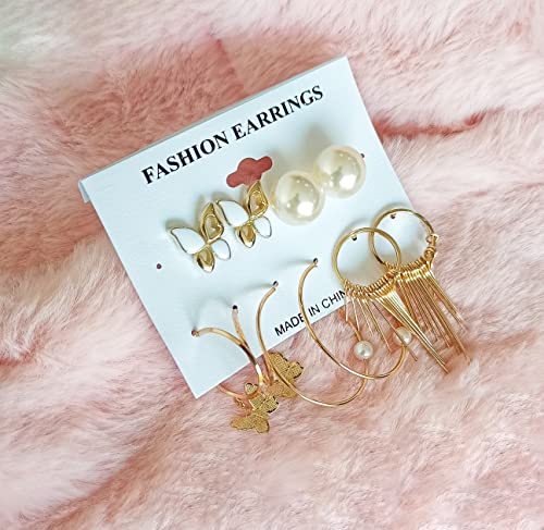 Image of ANNACREATIONS Stylish combo of pearl stud hoop earrings set for Women Girls