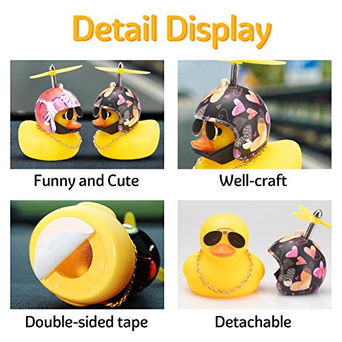Image of wonuu Rubber Duck Car Decorations Cute Yellow Duck Car Dashboard Ornaments with Propeller (Love)