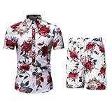 Men's Casual Floral Hawaiian Short Sleeve Shirts 2 Piece Tracksuits Beach Shorts