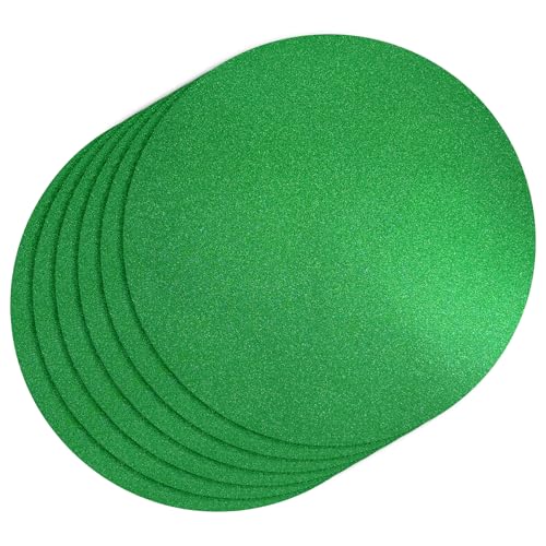 30 PCS Green Round Paper Charger Placemats 13x13Inch Glitter Disposable Table Doilies Table Mats Decor for St. Patrick's Day Mardi Gras Tropical Summer Birthday Dinner Party Table Setting
