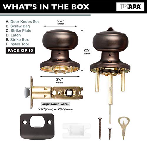 image for Ilyapa Interior Privacy Door Knob - Keyless Locking Door Handles for B