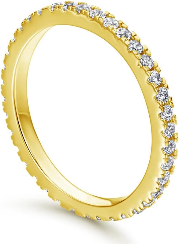 LOVECORE 14K Gold Plated 925 Sterling Silver CZ Faux Diamond Dainty Stacking Rings Statement Rings Promise Rings Wedding Bands Stackable Rings Eternity Rings for Women for Couples for Her Size 5-9 - Image 3