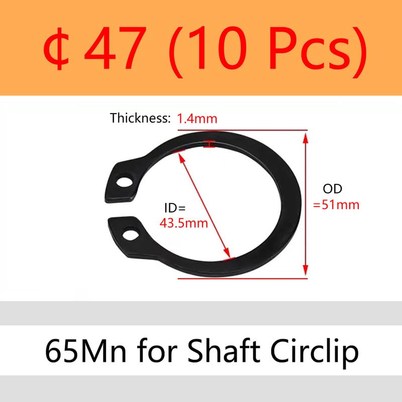 MOOPW Circlip 65 Manganese Steel Snap Ring for Shaft C-Clip Bearing External Clip Retaining Ring Tools ?47 (10 Pcs)