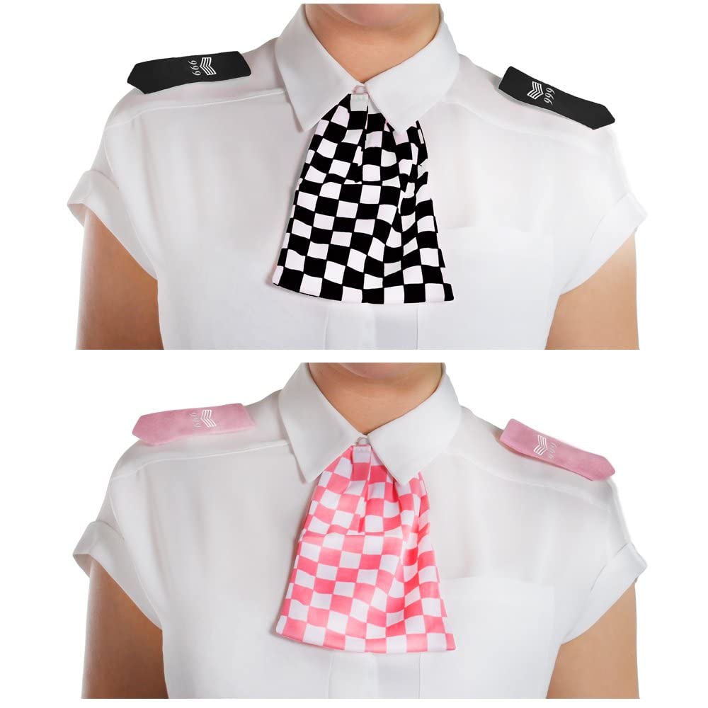 Pink Police Wpc Epaulettes and Checkered Scarf Set Great for Cops and Robbers Fancy Dress Party Accessory