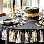 NICROLANDEE Black Gold Graduation Party Decorations, 15PCS Black Gold Tissue Paper Tassel Garland for Birthday, Wedding, Bridal Shower, Bachelorette Party, 2026 New Year's Eve Party Supplies - Image 5