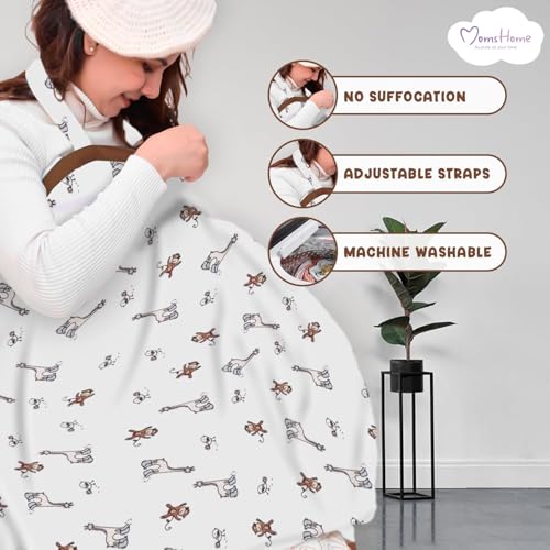 Image of MOM'S HOME Organic Cotton Muslin Nursing Cover For Breastfeeding Apron | Blue Whale - 1 Count
