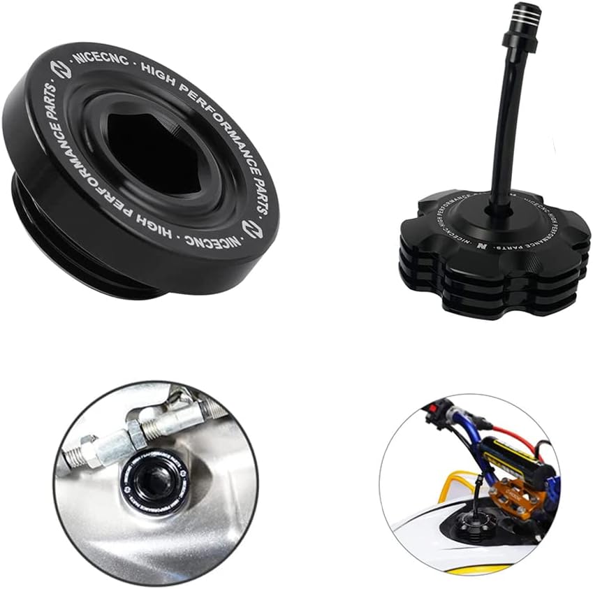 NICECNC Tapón de drenaje de aceite con junta tórica y tapa de combustible de gas con válvula de respiradero compatible con Yamaha Raptor 700