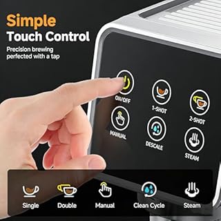 Espresso Machines with Self-Cleaning & Memory Function, 20 Bar Coffee Maker with LED Touch Screen, Compact Machine A Cafe with Milk Forther for Home