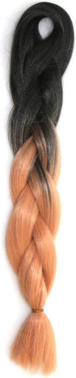 Stepupgirl 24 Inch 1 Piece Black to SandyBrown Ombre Color Synthetic Big Afrika Amerika Mengepang Rambut Jumbo Braid with Calendar Card