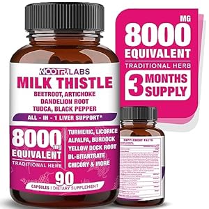 All-in-1 8000mg Highest Potency Milk Thistle NAC BeetRoot Artichoke Dandelion Root – Liver Health Support, Cleanse Detox & Repair, Antioxidant, Plus TUDCA Choline and Ginger – 90 Vegan Capsules