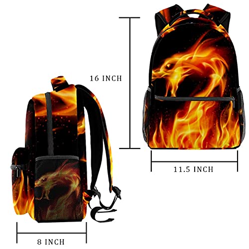 Mochila para portátil ergonómica e impermeable con compartimentos y diseño de dragón rojo 2