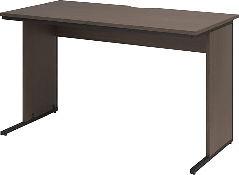 Office Com, Office Desk, Flat Desk, Width 47.2 x Depth 23.6 x Height 27.6 inches 1200 x 600 x 700 mm, Wire Slit, Steel Legs, Work Desk, Dark Brown, Z-LWD-1260-DKB