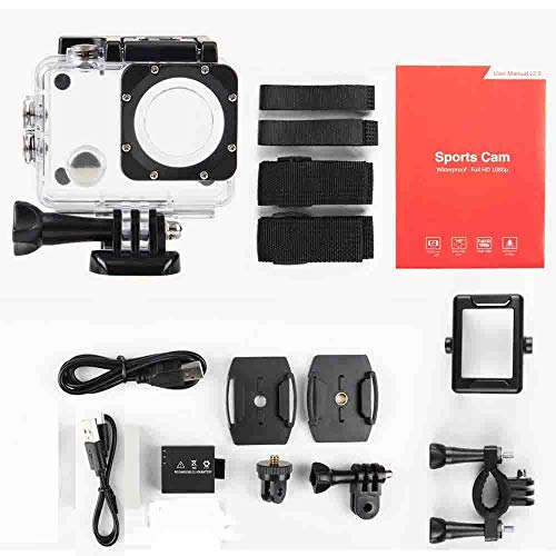 Piwoka Action Cam 1080P/12MP, 30M Impermeabile Fotocamera Subacquea con Schermo 2 Pollici,140° Grandangolare Sports Cam con Accessori Kit (Blu-Nero) - Image 7
