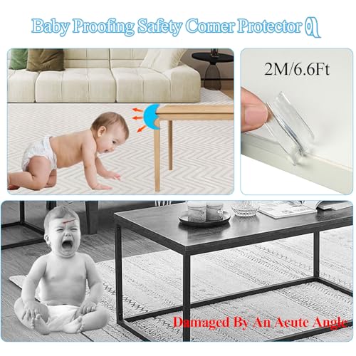 Image of Baby Proofing Corner Protector, 6.6ft(2M) Clear Edge Protector, Baby Proof Corners and Edges, Soft Corner Guards Pre-Taped Strong Adhesive, Corner Protectors for Furniture Wall Drawer Tables