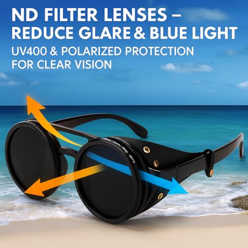 Adjustable Tint Polarized Sunglasses,Nd Filter Lenses,Uv400,dimmable Steampunk Shades Glasses with Leather Shields4