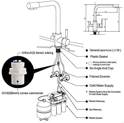 Kitchen Faucet, with Filtered Water 3 Way Cold and Hot Sink,A