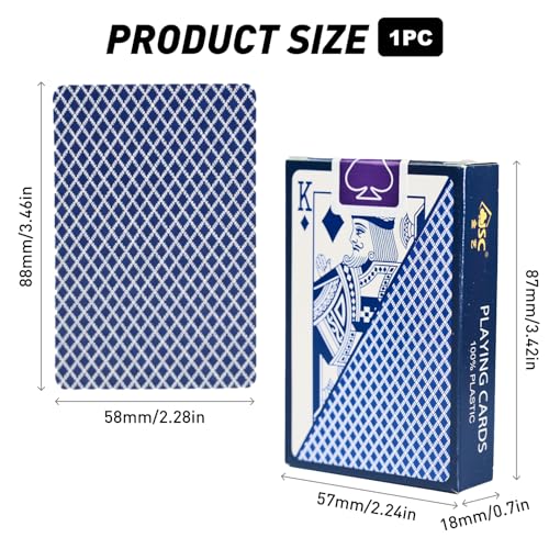 Wasserfeste Plastik Spielkarten, 1 DeckBlau, Ideal für Poker, Doppelkopf, Romme und andere Kartenspiele, Langlebig und Spielstarke Spielkarten – Bild 3