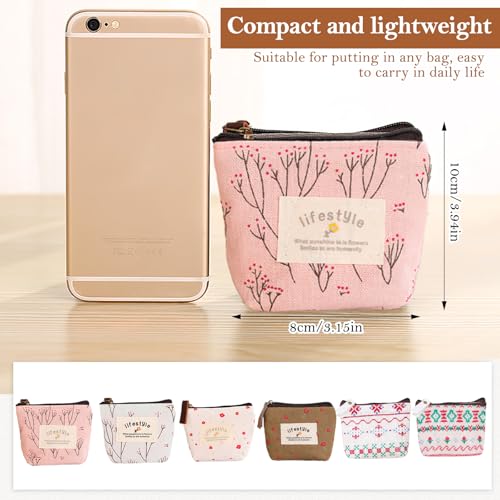 Image of TecoKart 6 Pcs Cute Coin Purse for Women - Retro Mini Coins Pouches, Small Pouch for Coins, Multi-Color Pouch for Women, Portable Small Purse for Kids and Adults Daily Use