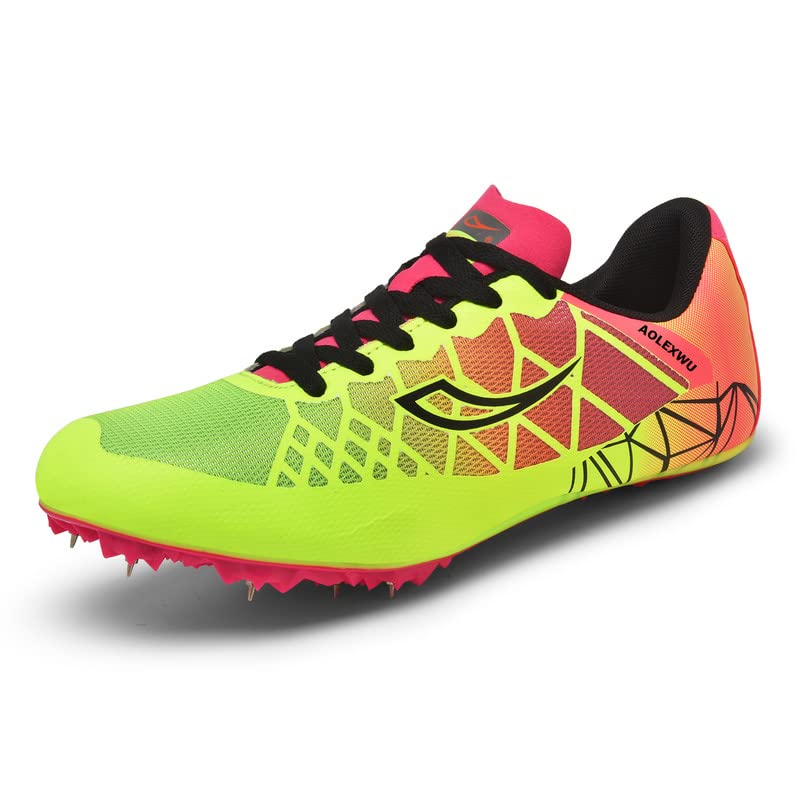 AOLEXWU Track and Field Shoes Mens Womens Mesh Spikes Athletics Racing Running Shoes Track Race Jumping Sprint Running Nail Spikes Shoes Boys Girls