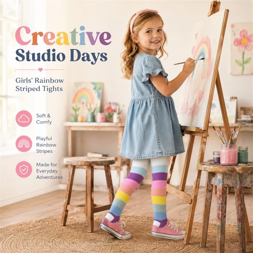 Image of VIKITA Girls tights Cotton Leggings in Spring fall winter stripe socks for girls 3-8 years