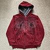 Suncadmious Men's & Women's Fashion Y2K Zipper Goth Hoodie Oversized Hip-Hop Street Sweatshirt 2000s Retro Rapper Rock Hooded Sweatshirt (Red,S) #1